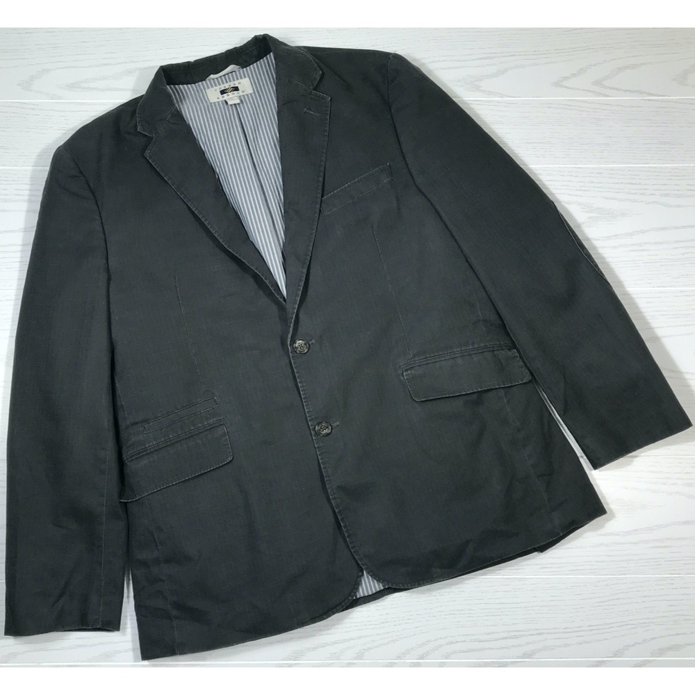 Joseph Abboud Canvas Blazer Sport Coat Men XL 44R Gray Cotton Blend Lined Dad